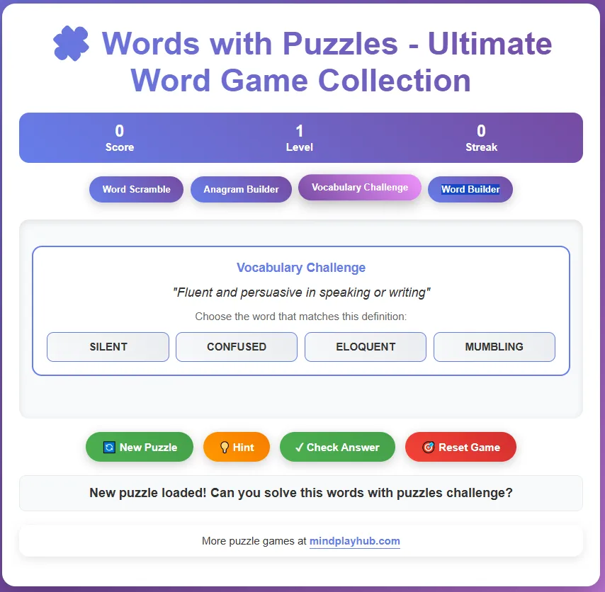 Vocabulary Challenge Game
