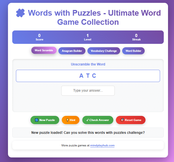 update 2026 words with puzzles